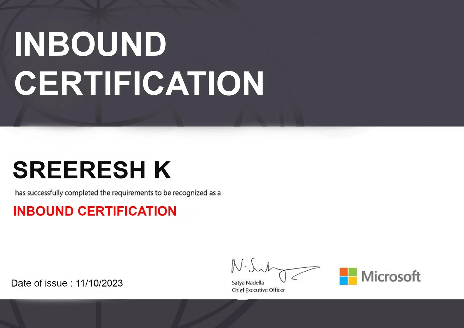 inbound Certifications